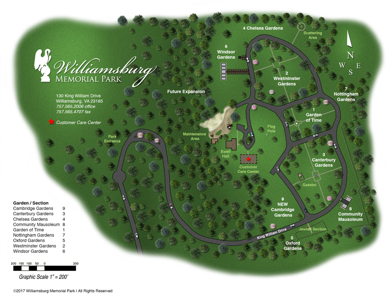 Williamsburg Memorial Park Map